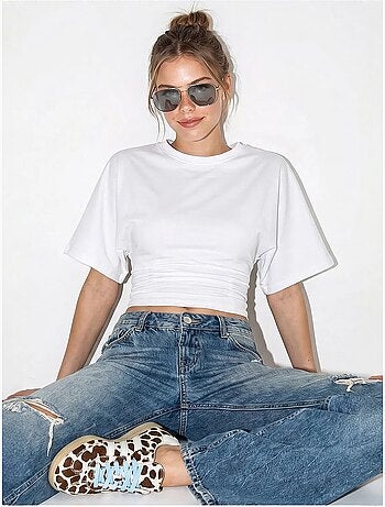 T-shirt court femme col rond lucci