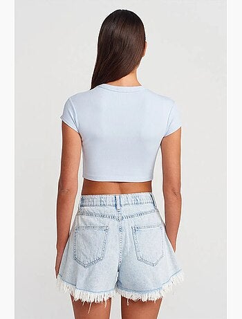 T-shirt court femme coupe ajustée col rond dilvin