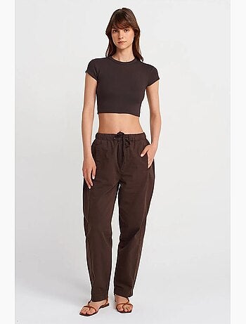 T-shirt court femme coupe ajustée col rond dilvin