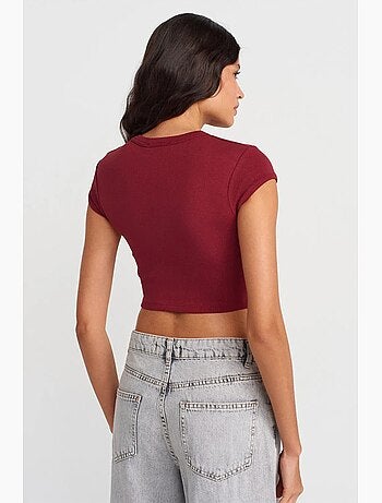 T-shirt court femme coupe ajustée col rond dilvin