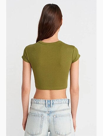 T-shirt court femme coupe ajustée col rond dilvin
