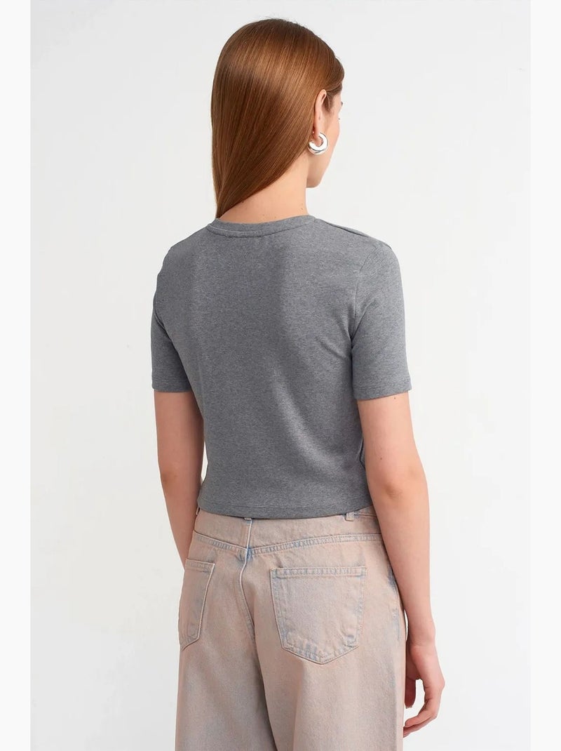 T-shirt court femme coupe ajustée dilvin Gris - Kiabi