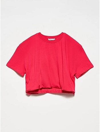 T-shirt court femme en coton à col rond dilvin