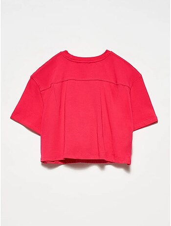 T-shirt court femme en coton à col rond dilvin