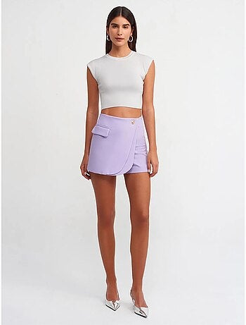 T-shirt court femme sans manches côtelé dilvin