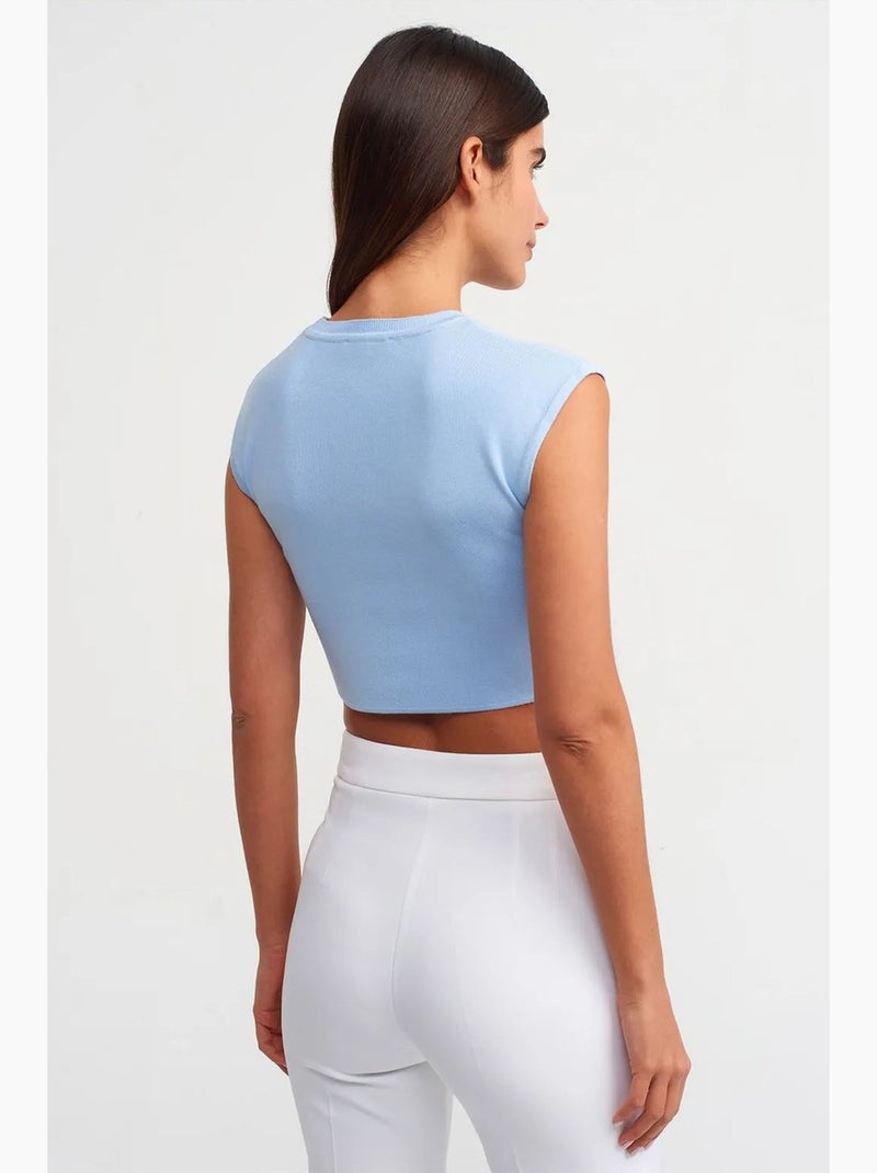 T-shirt court femme sans manches côtelé dilvin Bleu ciel - Kiabi
