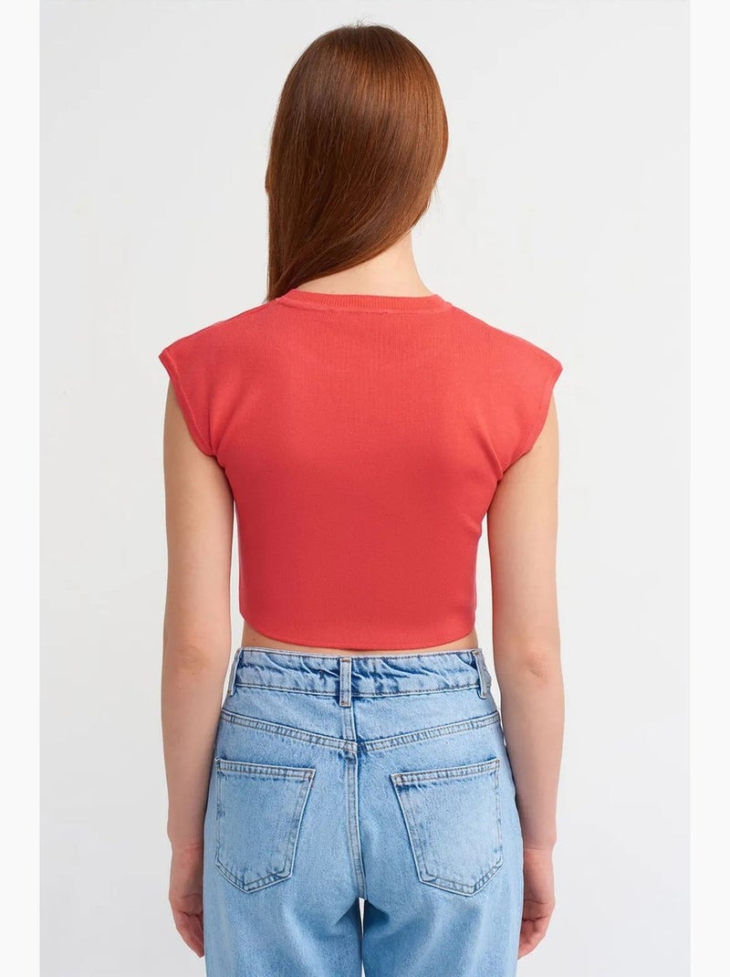 T-shirt court femme sans manches côtelé dilvin Rouge - Kiabi