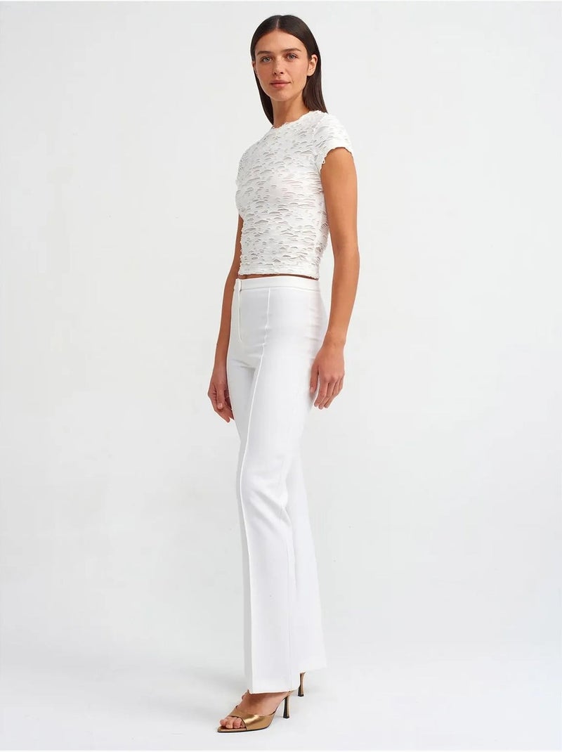 T-shirt court femme texturé avec découpe dilvin Blanc - Kiabi