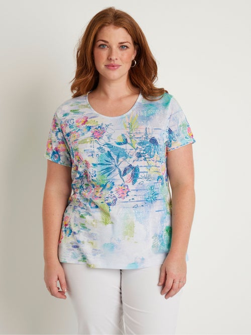 T-shirt court floral graphique - Kiabi