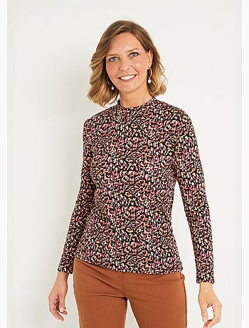 T-shirt court imprimé col montant - Afibel