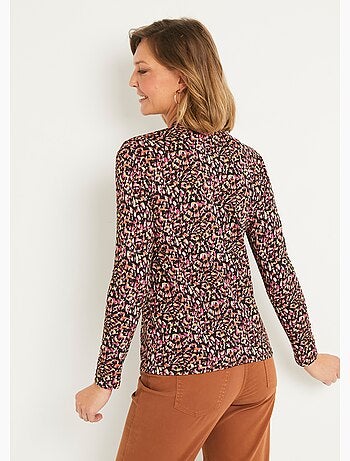 T-shirt court imprimé col montant - Afibel