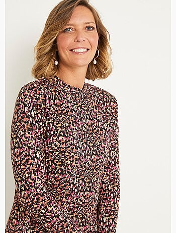 T-shirt court imprimé col montant - Afibel