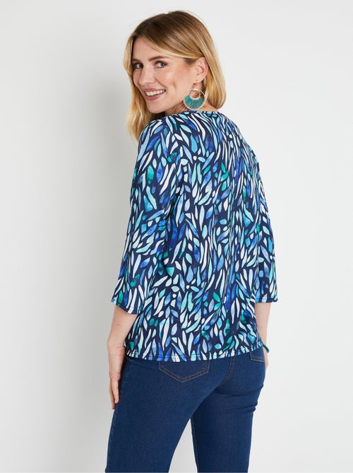 T-shirt court imprimé fantaisie col rond - Kiabi T-shirt court imprimé fantaisie col rond - Kiabi