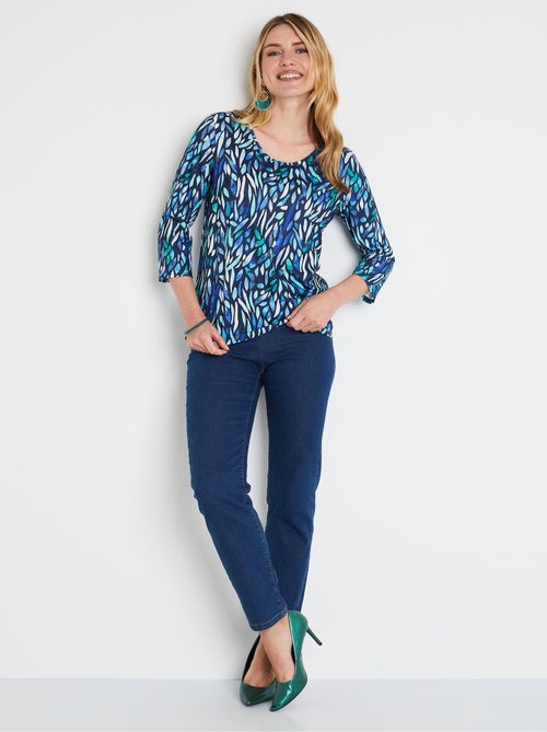 T-shirt court imprimé fantaisie col rond - Kiabi T-shirt court imprimé fantaisie col rond - Kiabi