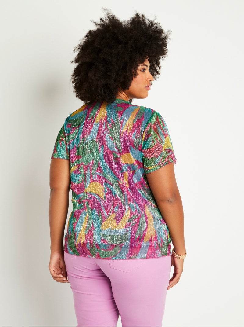 T-shirt court imprimé feuillage doré Rose - Kiabi