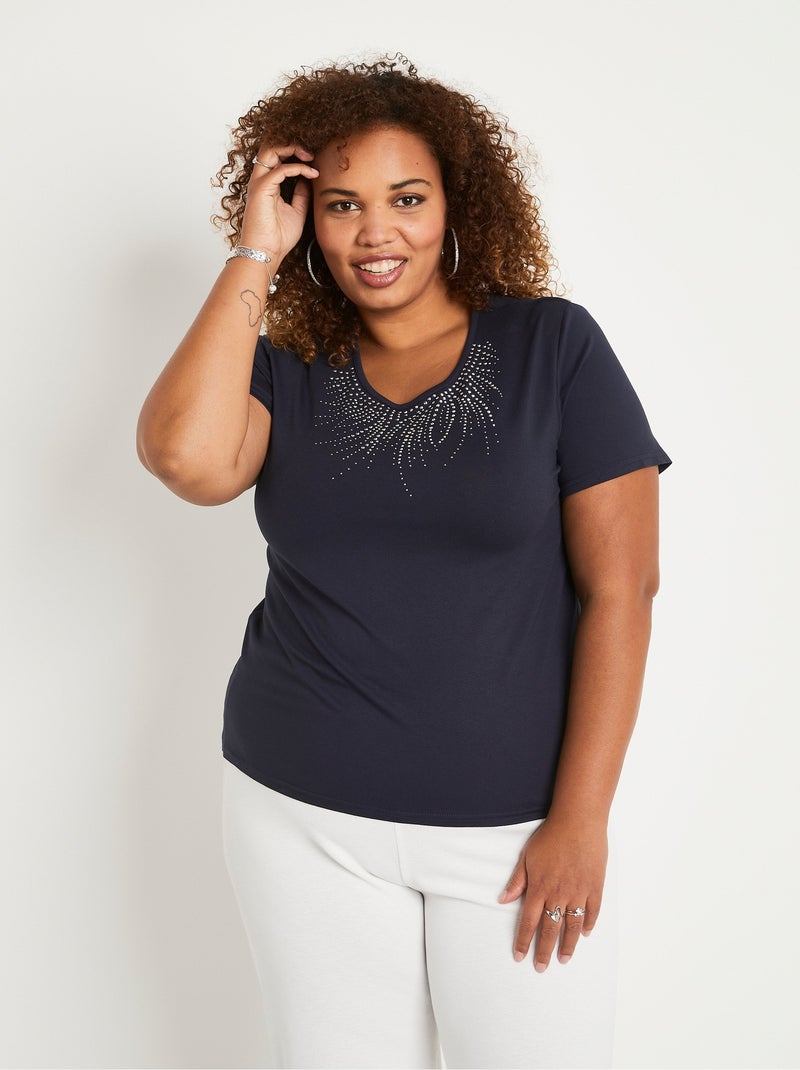 T-shirt court manches courtes Bleu marine - Kiabi