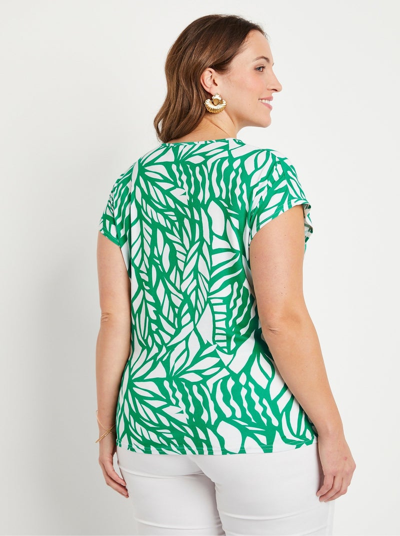 T-shirt court motif graphique Blanc Vert Blanc - Kiabi