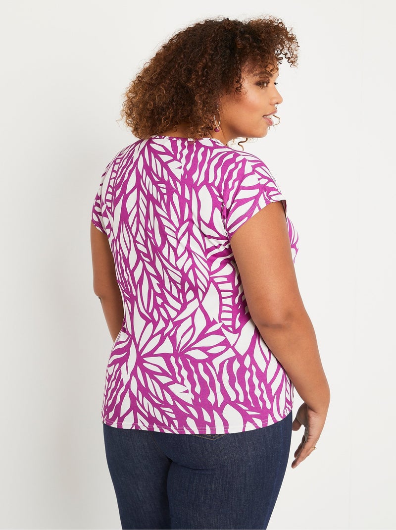 T-shirt court motif graphique Blanc Violet - Kiabi