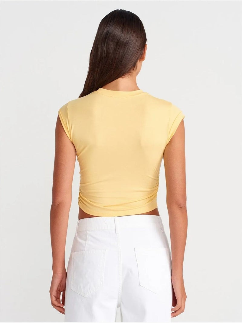 T-shirt Court Sans Manches Femme Jaune citron - Kiabi