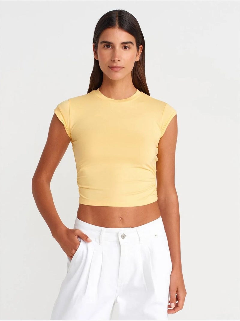 T-shirt Court Sans Manches Femme Jaune citron - Kiabi