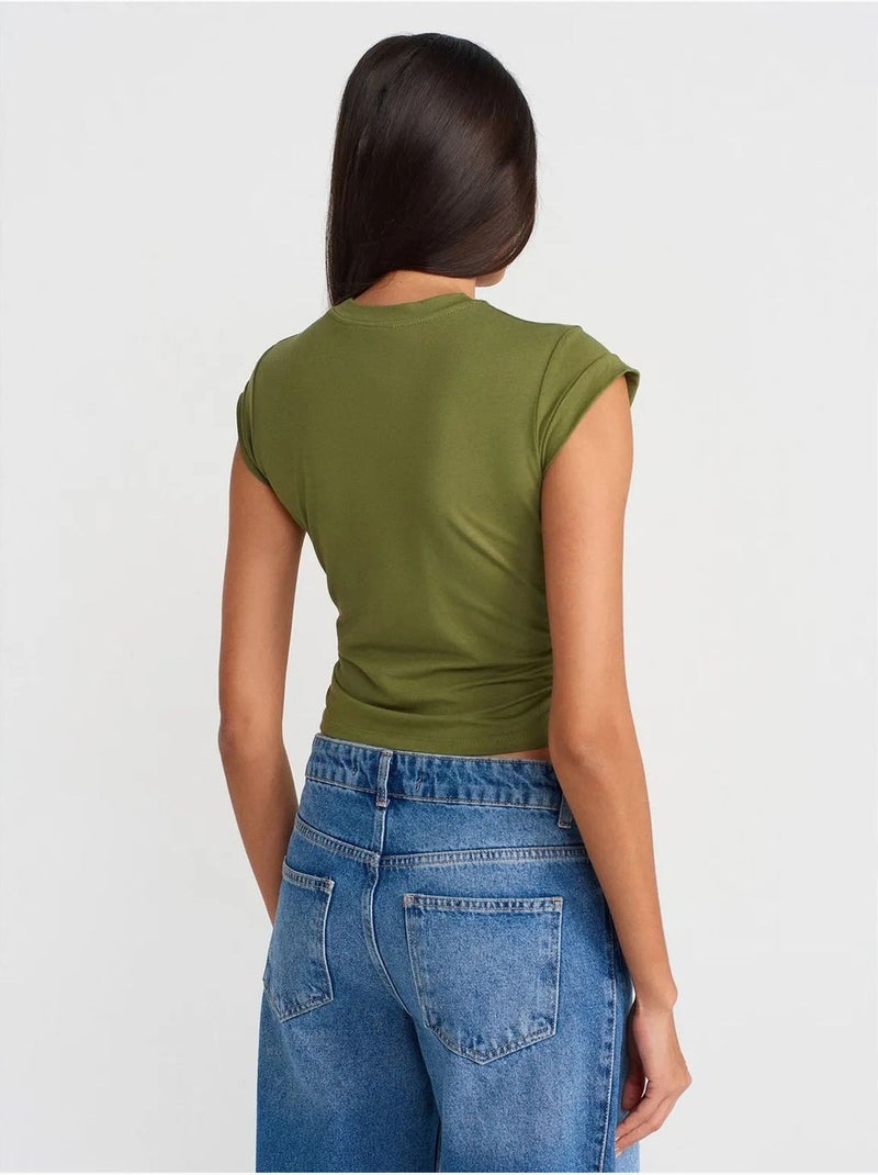 T-shirt Court Sans Manches Femme Kaki - Kiabi