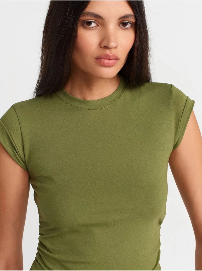 T-shirt Court Sans Manches Femme Kaki - Kiabi
