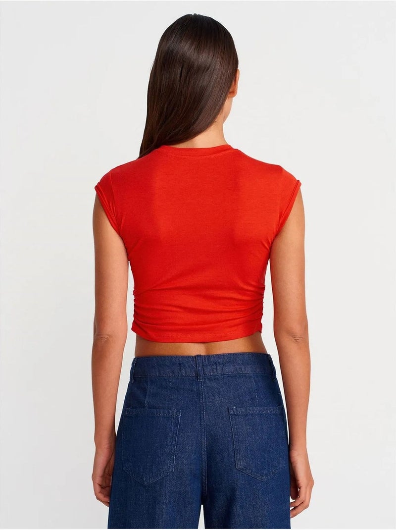 T-shirt Court Sans Manches Femme Rouge - Kiabi