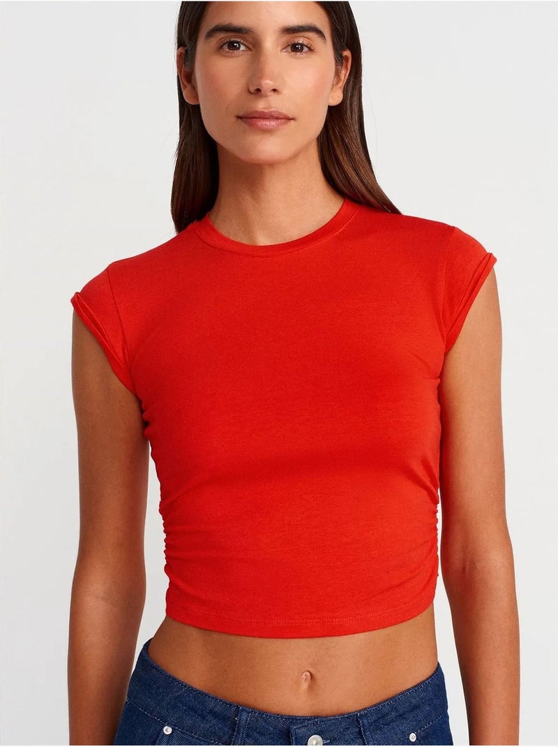 T-shirt Court Sans Manches Femme Rouge - Kiabi