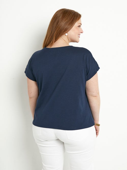 T-shirt court uni brodé ajouré manches courtes - Kiabi
