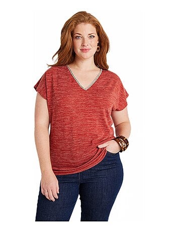 T-shirt court uni effet lin