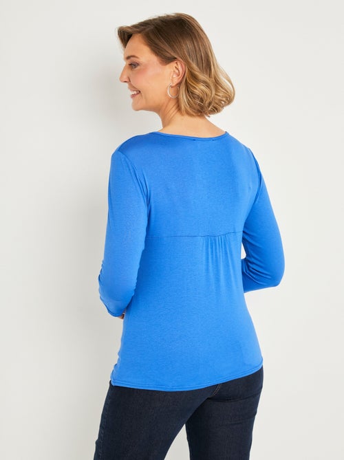 T-shirt court uni encolure en V - Kiabi