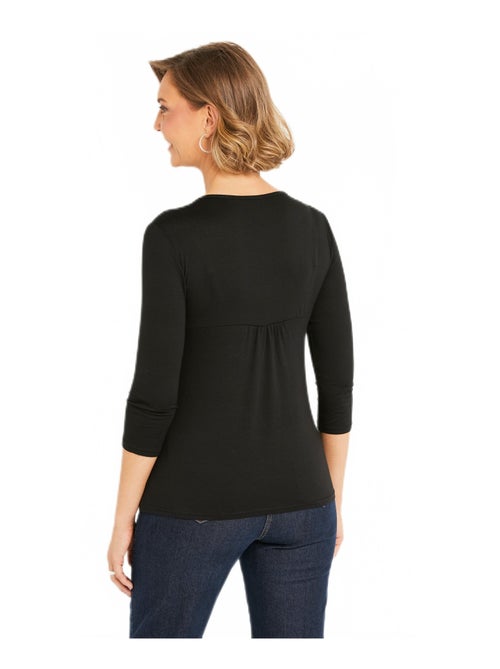 T-shirt court uni encolure en V - Kiabi