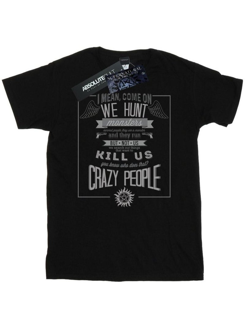 T-shirt crazy people - surnaturel Noir - Kiabi