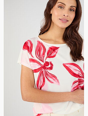 T-shirt crêpe imprimé devant - Damart