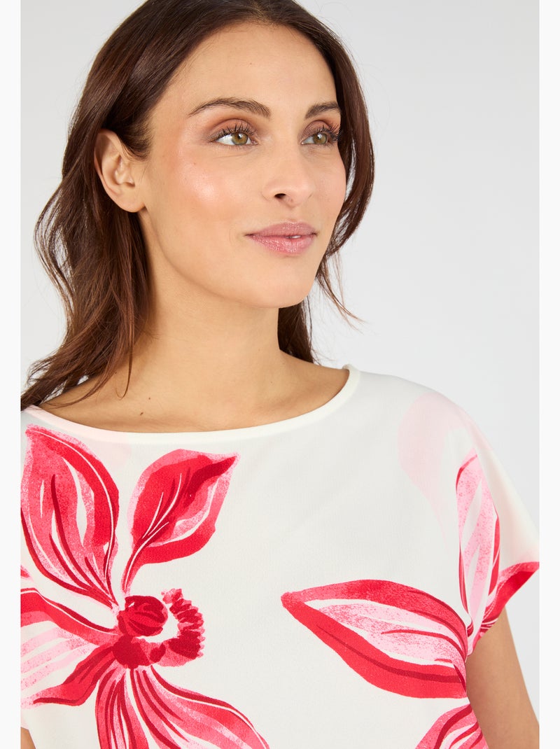 T-shirt crêpe imprimé devant - Damart Blanc cassé - Kiabi