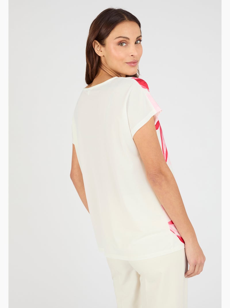 T-shirt crêpe imprimé devant - Damart Blanc cassé - Kiabi