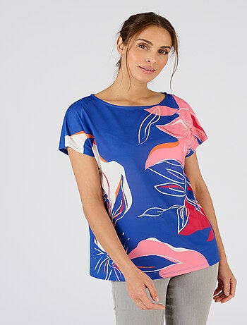 T-shirt crêpe imprimé fleuri devant - Damart