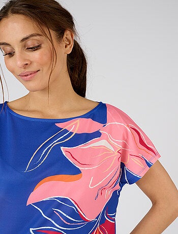 T-shirt crêpe imprimé fleuri devant - Damart