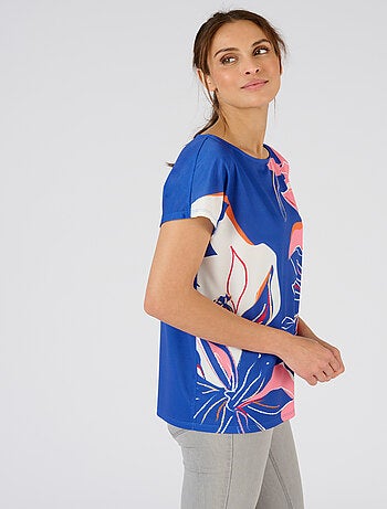 T-shirt crêpe imprimé fleuri devant - Damart