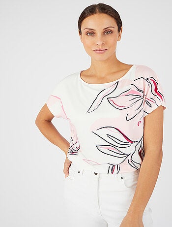 T-shirt crêpe imprimé fleuri devant - Damart