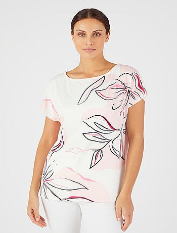 T-shirt crêpe imprimé fleuri devant - Damart