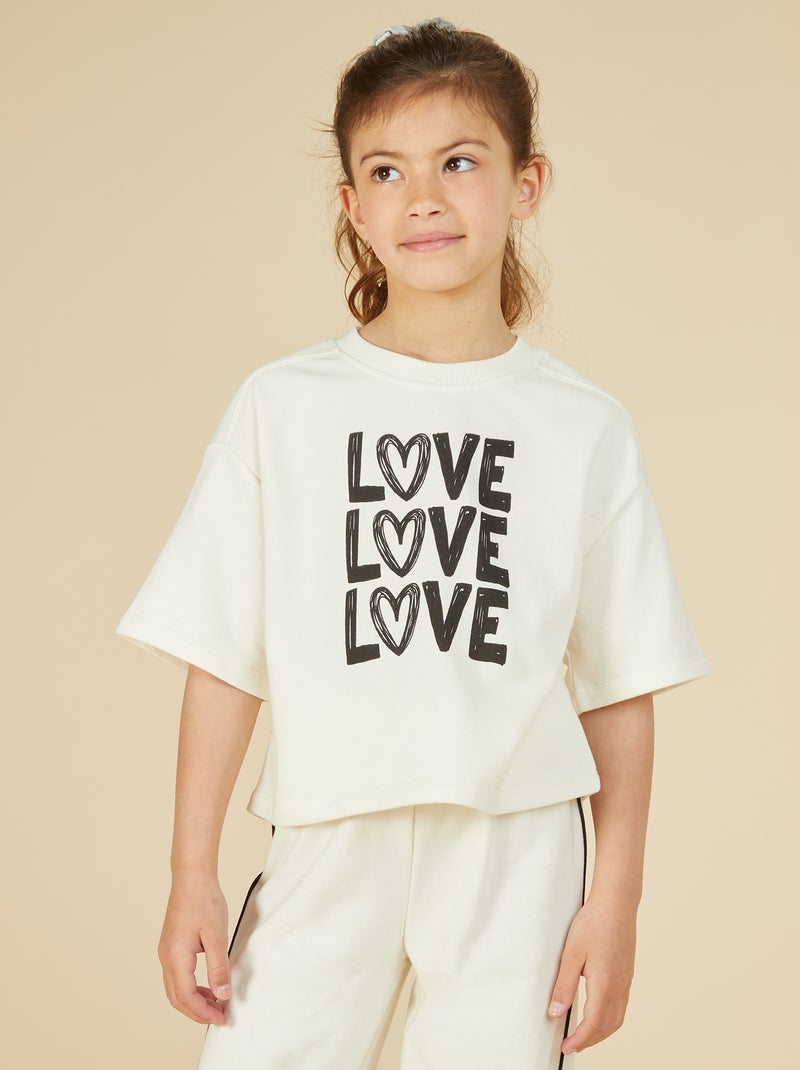 T-shirt crop à manches courtes Blanc - Kiabi