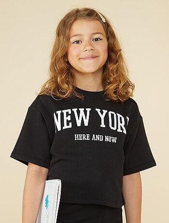 T-shirt crop à manches courtes