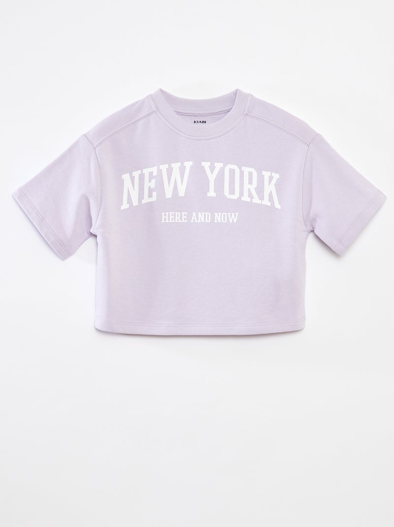 T-shirt crop à manches courtes Violet - Kiabi