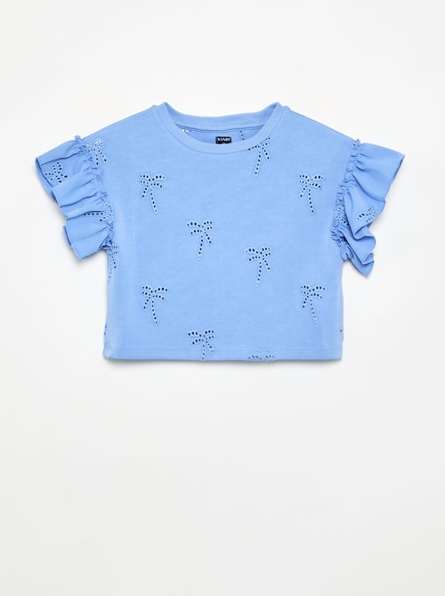 T-shirt crop avec broderie anglaise - Kiabi