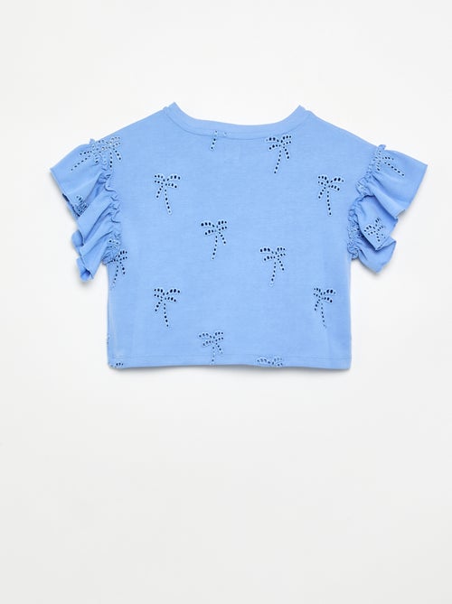 T-shirt crop avec broderie anglaise - Kiabi