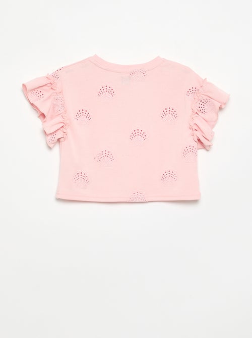 T-shirt crop avec broderie anglaise - Kiabi