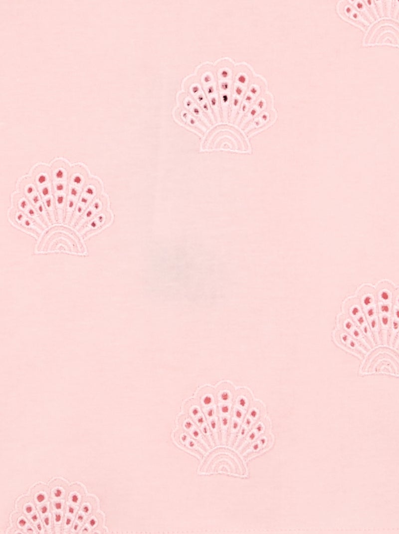 T-shirt crop avec broderie anglaise Rose - Kiabi