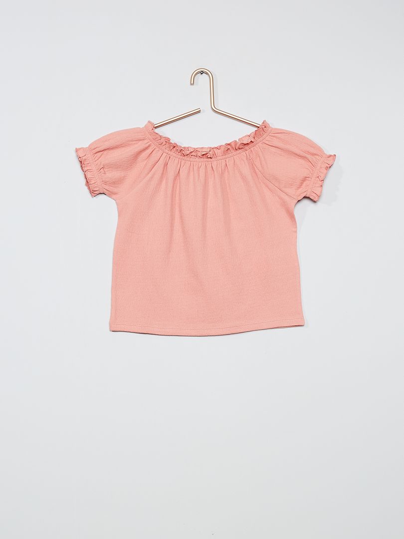 T-shirt crop bardot rose - Kiabi