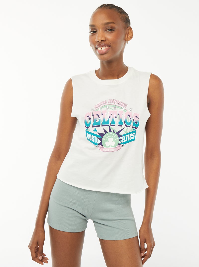 T-shirt crop 'Celtics' 'Boston' sans manches Blanc - Kiabi